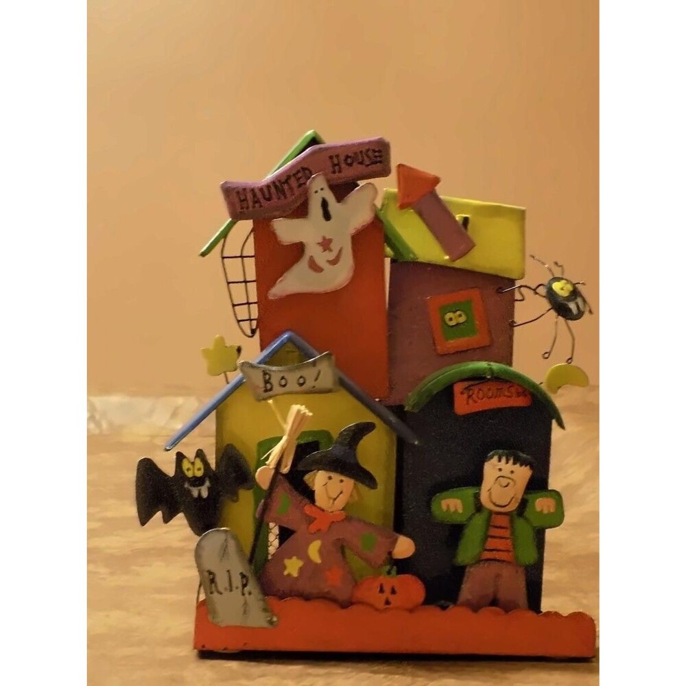 Painted Halloween Haunted House (Ghost/Witch/Frankenstein..) Metal Display